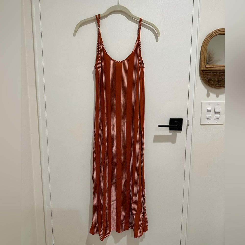 Midi Dress Terracotta & White